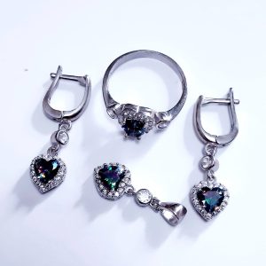 Set de argint 925 cu topaz mistique  fatetat
