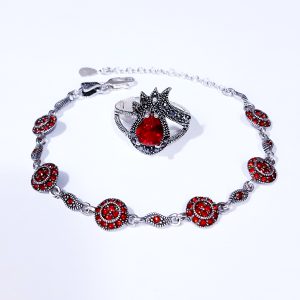 Set inel+bratara de argint 925 rosu 5