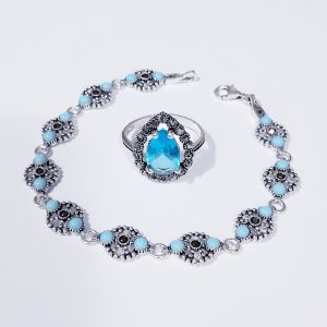 Set inel+bratara de argint 925 turquoise 24